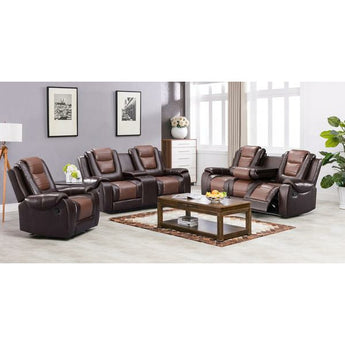 Austin Brown Reclining Sofa and Loveseat
