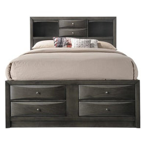 Emily Grey Bookcase Bed. This beautiful bed has built-in storage essential for any master or guest room.