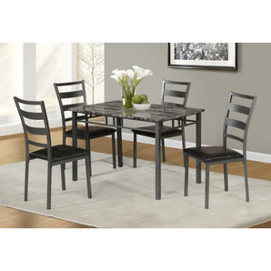 Knox Dining Set 5 PC in Grey & Black Faux Marble Top