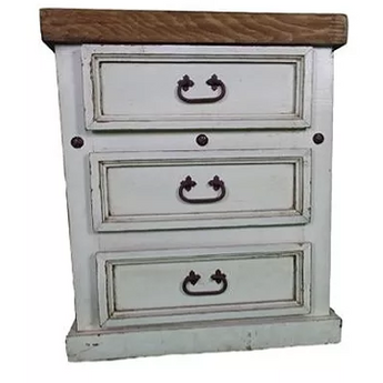3 Drawer Nightstand with Nails in Pearl