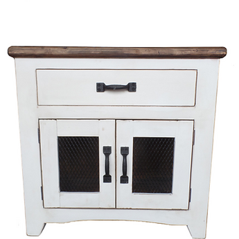 Nightstand with Two Door Screen in Pearl