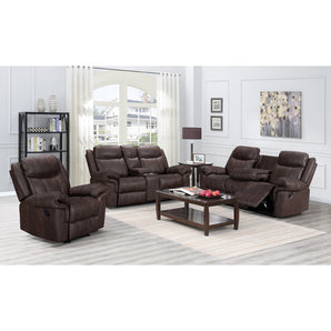 3 Piece Brown Reclining Sofa Set. Includes sofa, loveseat and recliner.