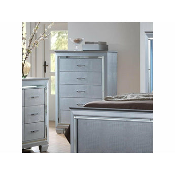 Lillian 5 Drawer Chest of Drawers in Silver
