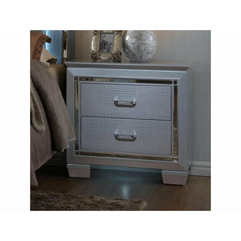 Lillian Silver 2 Drawer Nightstand
