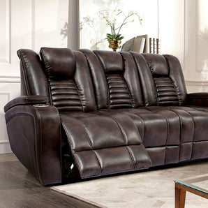 Abrielle Power Reclining Sofa in Dark Brown