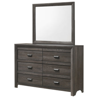 Adelaide Dresser & Mirror combines style and utility. It has six spacious drawers with metal hand pull. Finished in brown.
