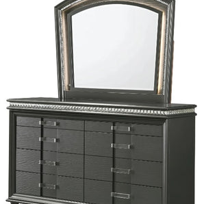 Stylish dresser and mirror from Adira Collection. It has 8 roomy drawers in dark gray finish.