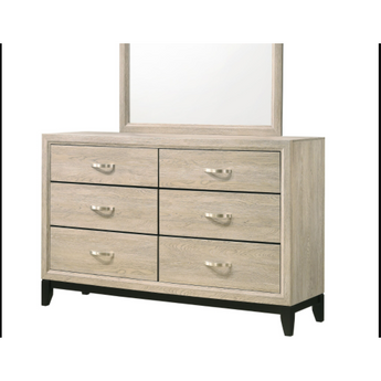 Akerson Dresser comes in driftwood finish, clean lines and chrome hardware. It has six spacious drawers with metal hand pull. 