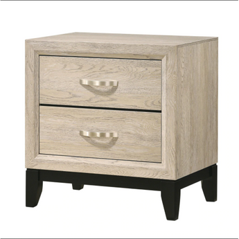 Akerson Nightstand comes in a driftwood finish, two storage drawers with metall hand pull.