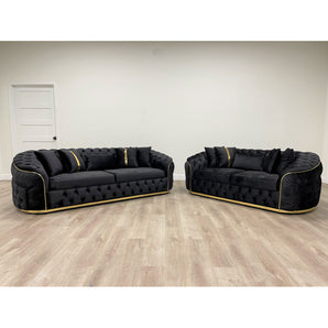 Black Velvet Oversized Sofa Collection - Allita