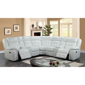 White Power Reclining Sectional. Leather gel material.