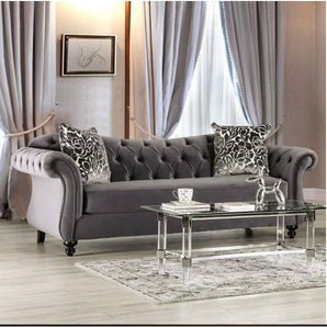 Button Tufted Gray Sofa - Antoinette