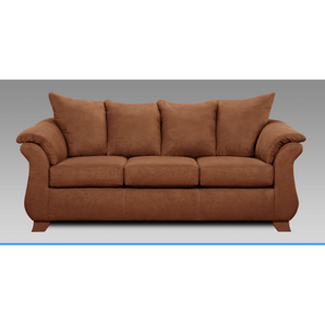 Aruba Chocolate Sofa is sure to add character and charm to your living room or family room. It features padded seat cushions, pillow arms and wooden flared feet. Made in America.