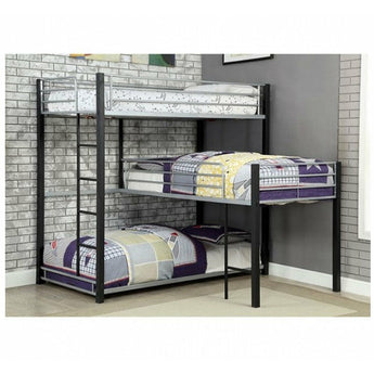 Metal Black Triple Twin Bunk Bed - Aubrey