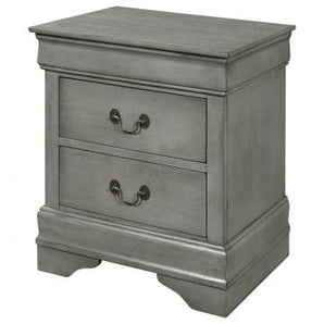 Louis Philip 2 Drawer Nightstand in Grey
