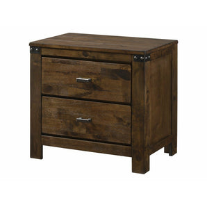 Curtis 2 Drawer Nightstand in Rustic Brown