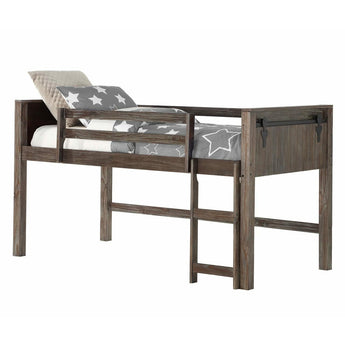 Twin Barn Door Low Loft Bed in Brushed Shadow-Donco