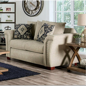 Beige/Navy Loveseat - Belsize