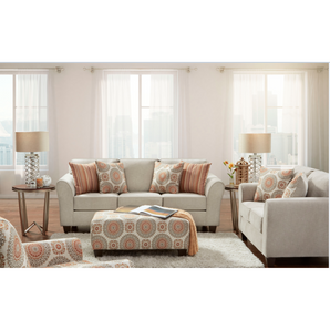 Bennington Taupe Sofa Collection. This set is made from 100% polyester fabric. Accent pillows included. This collection includes, sofa, loveseat and ottoman.