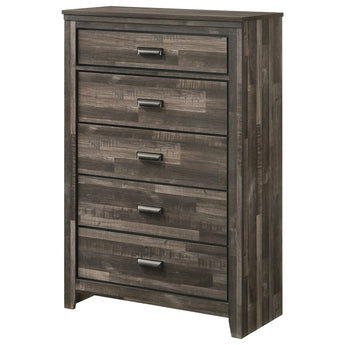 Carter 5-Drawer Chest in Brown Gray