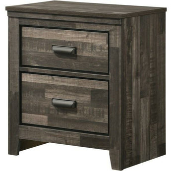 Carter 2-Drawer Nightstand in Brown Gray. Black finished handles.