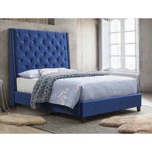 Chantilly Royal Blue Velvet Upholstered Bed