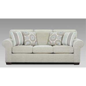 Charisma Linen Sofa Light Grey. It features rolled arms with semi-attached back cushions.