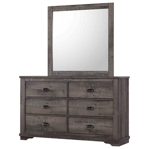 Coralee Dresser & Mirror in Grey Finish with 6 drawers.