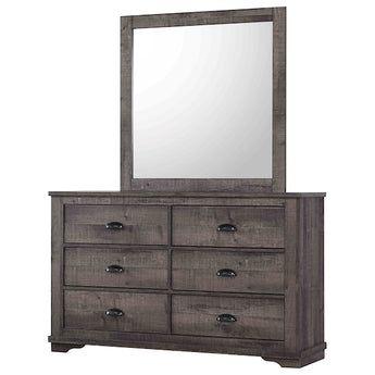 Coralee Dresser & Mirror in Grey Finish with 6 drawers.