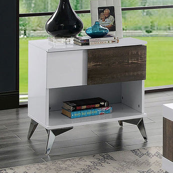 White/Distressed Dark Oak End Table - Corinne