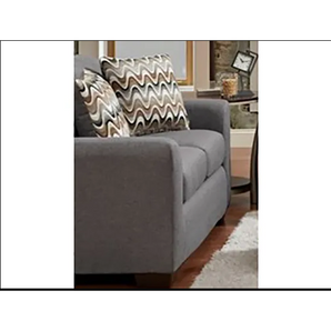 Cosmopolitan Grey Loveseat features simple lines and soft seat and back cushions.