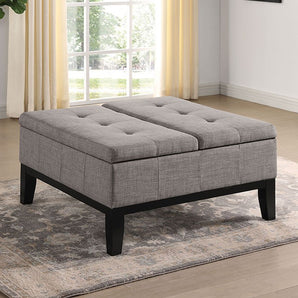 Split Lid Light Gray Storage Ottoman - Fazio