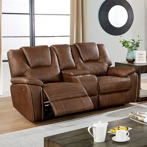 Ffion Power Reclining Loveseat in Brown