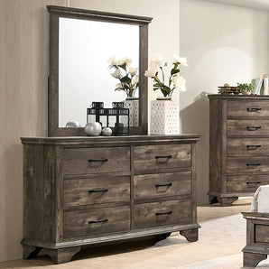 Rustic Gray Solid Wood Dresser & Mirror - Fortworth