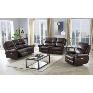 3 Piece Brown Power Reclining Sofa Set. Includes Power reclining sofa , loveseat and chair.
