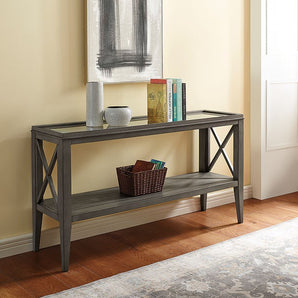 Tempered Glass Top Gray Sofa Table - Izar