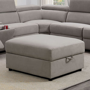 Josef Gray Ottoman is upholstered in gray fabric with storage compartment. Space-saving ottoman. Very nice quality and durable.