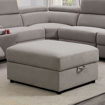 Josef Gray Ottoman is upholstered in gray fabric with storage compartment. Space-saving ottoman. Very nice quality and durable. 
