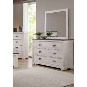 White 6-Drawer Dresser & Mirror- Leighton