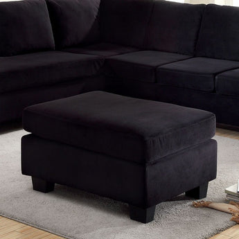 Upholstered Black Flannelette Ottoman - Lomma