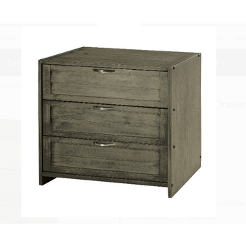 Louver 3 Drawer Chest in Antique Grey Stain. Constructed out of 100% pine wood and finished in non toxic antique grey.