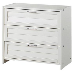 This Louver 3 Drawer Chest will fit in perfectly with any bedroom set. Constructed out of 100-percent pine wood and finished with a nontoxic white stain