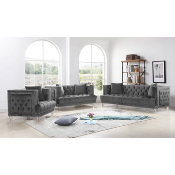 Grey Velvet Sofa Collection - Lucas