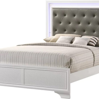 Lyssa White Upholstered Bed. Available in King, Queen, Full or Twin