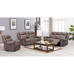 Brown Reclining Sofa Set. Includes Sofa, Loveseat and Recliner.