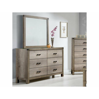 Matteo 6 Drawer Dresser & Mirror in Natural Finish