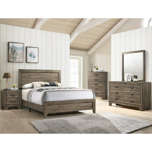 Millie Bedroom Set finished in grey. These pieces feature modern-looking finishes and designs of clean lines. Available in King, Queen, Full or Twin Size.