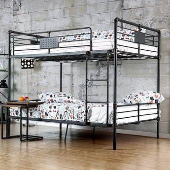 Metal Antique Black Full/Full Bunk Bed - Olga