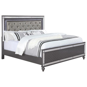 Refino Gray Queen Bed with LED Headboard