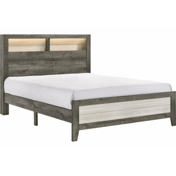 White/Brownish Grey Bookcase Bed - Rhett - Bed Only